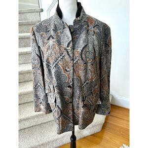 Windsor. Grey & Brown Paisley Silk & Wool Blend Blazer